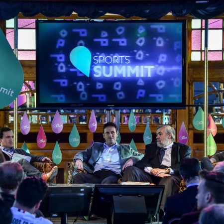 Andy McGeady, Tony Strudwick (Man Utd), Bill James (Boston Red Sox), Sean O'Connor (StatSports). Picture credit: Ray McManus / SPORTSFILE / Web Summit